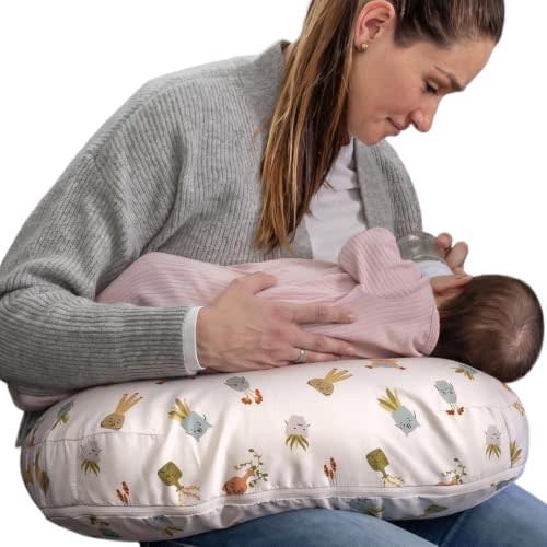 Boppy Nursing Pillow - Verified Safe Breastfeeding Pillow with Softer Fill for Comfortable Support, Machine Wash & Dry Cover, Non-Toxic Materials - Tan Happy Houseplants