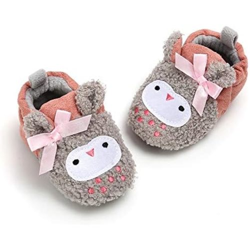 Timatego Newborn Baby Boys Girls Cozy Fleece Booties with Grippers Stay On Slipper Socks Infant Toddler Crib Winter Shoes for Boys Girls