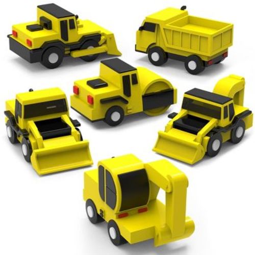 Tub Works Construction Trucks Mold Free Bath Toys, 6 Pack