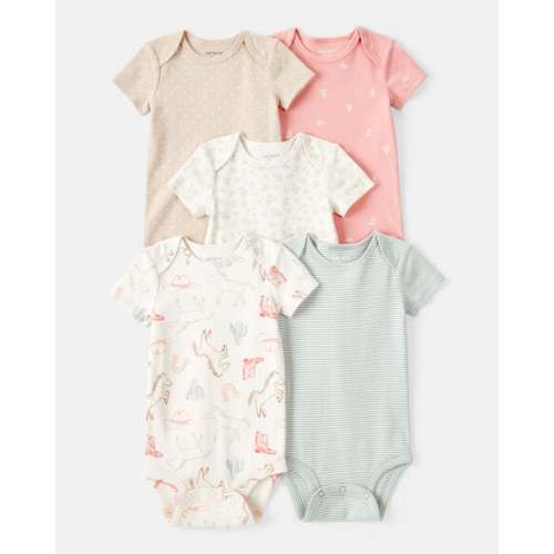 Baby Girl 5-Pack Cowgirl Print Cotton Multipack Bodysuits - White/Blue/Pink - Carter's | Carter's