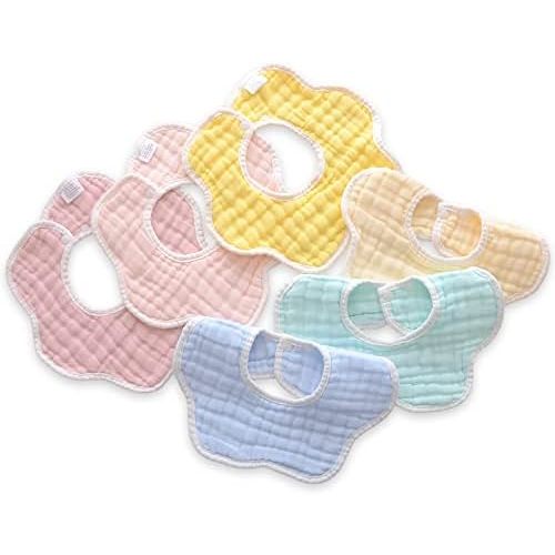 Muslin Baby Drooling Bibs Unisex Soft & Absorbent Multi-Layer Baby Bibs for Drooling and Teething Boys Girls