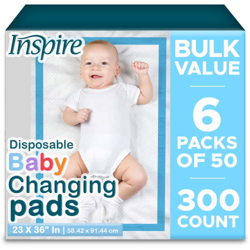 Inspire Disposable Baby Changing Pads, Waterproof Potty Training Diaper Changing Liners, Moderate Absorbency 23 x 36 Inches, (Pack of 300)