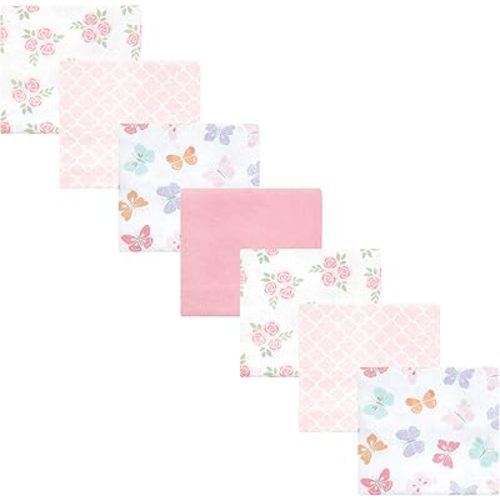Hudson Baby Unisex Baby Cotton Flannel Receiving Blankets Bundle, Pastel Butterfly, One Size