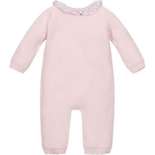 Organic Ruffle Collar Button Front Sweater Romper, Pale Pink Seed Stitch - Hope & Henry | Maisonette