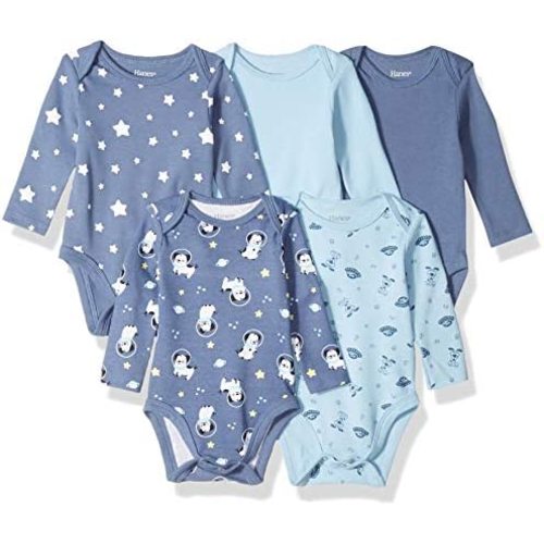 Hanes Baby and Toddler Ultimate Flexy Long Sleeve Bodysuit (5 Pack)