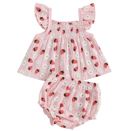 Mubineo Baby Girl Summer Clothes Cute Ruffle Tops Dress Shorts Outfits Set Infant Toddler Shrit Bloomers Princess Outfit