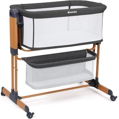 Ezebaby 3-in-1 Baby Bassinet Bedside Sleeper with Mattress, Full-Mesh Sides