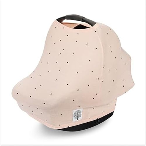 Parker Baby 4 in 1 Car Seat Cover for Girls and Boys - Stretchy Carseat Canopy, Nursing Cover, Grocery Cart Cover, High Chair Cover - "Bliss"