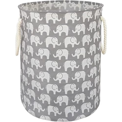 Elephant Laundry Basket Collapsible Waterproof Canvas Clothes Basket Laundry Hamper Cute Cartoon Baby Nursery Hamper for Kids Room,Toy Storage(grey)