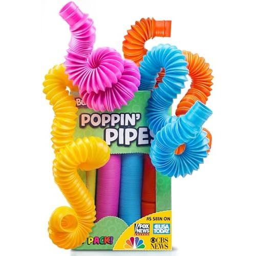 BUNMO Stocking Stuffers for Kids - Pop Tubes - Sensory Toys - Stocking Stuffers - Toddler Toys - Imaginative Play & Stimulating Creative Learning - Stocking Stuffers for Toddlers - 8 Pack Large