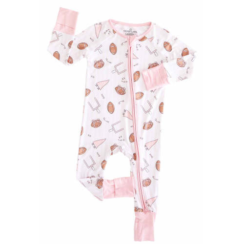 Tiny Touchdowns Convertible Zip Romper in Pink | Caden Lane
