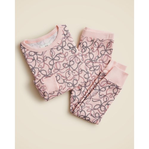 Girls' long-sleeve printed sleep set, Rosey Pink Bows - size 4