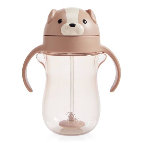 Munchkin 10oz Plastic Any Angle Spill-Proof Weighted Straw Trainer Cup - Dog: Portable Drinkware, 8.9" Height