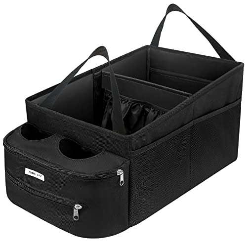 FUNNy elf Car Seat Organizer with Partitions, & 4 Cup, 11 Storages, Collapsible Passenger Seat Organizer Car Organizer Backseat, Car Organizer Front Seat