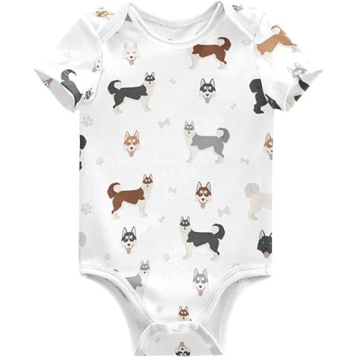 vvfelixl Baby Girls' Bodysuits Black Pug White Short Sleeve Cotton Baby Clothes For Girls 0-24 Months