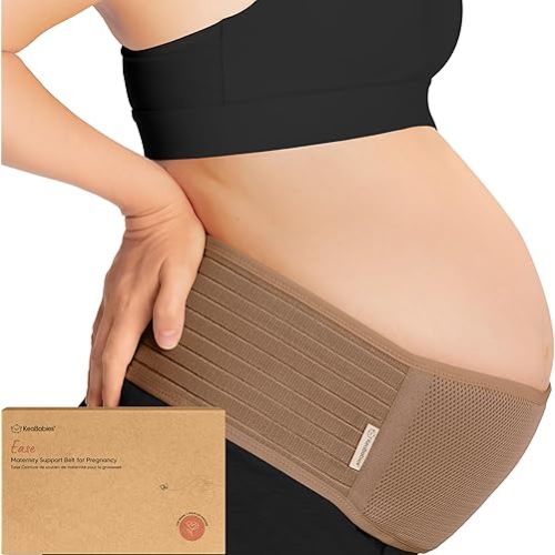 KeaBabies Maternity Belly Bands for Pregnant Women - 1-Pack, Soft & Breathable Pregnancy Belly Support Band, Easy Adjustable Maternity Belt for Back, Pelvic Support, Comfortable (Warm Tan, M/L)