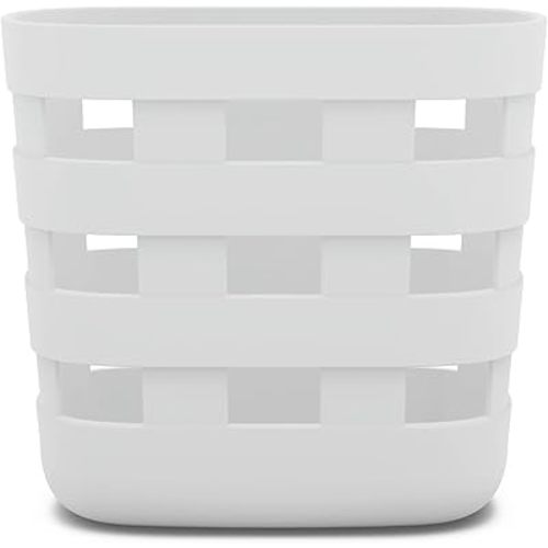 Lalo Bath Time Storage Bin - Keep Items Organized & Dry with Non-Toxic Plastic, Easy Cleanup, Removable Drying Bin, Woven Baby Organizer, Secure Wall Attachment, 9 x 5.5 x 8.5 in - Coconut