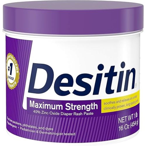 Desitin Maximum Strength Baby Diaper Rash Cream with 40% Zinc Oxide for diaper rash Relief & Prevention, 16 oz