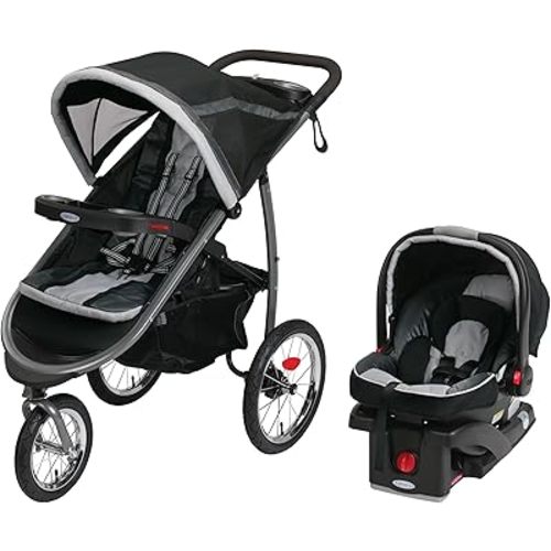 Graco FastAction Fold Jogger Travel System | Includes the FastAction Fold Jogging Stroller and SnugRide 35 Infant Car Seat