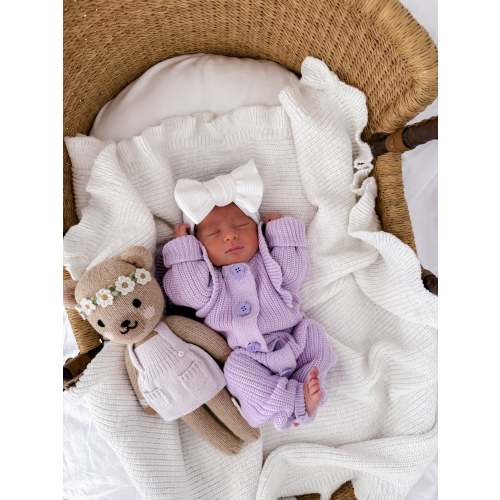 LONG FLUTTER RIBBED ROMPER | ORCHID