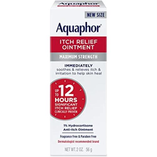 Aquaphor Itch Relief Ointment, Maximum Strength 1% Hydrocortisone, Relieves Itch from Skin Irritation, Insect Bites, Psoriasis, Skin Rashes, Eczema, & Poison Ivy, 2 oz