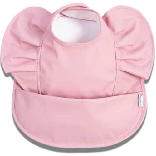 Ruffle Smock Bibs For Babies 6-24 Months - Waterproof Food Catcher Bibs With Pocket - Mess Proof Baby Eating Bibs