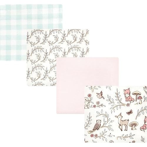 Hudson Baby Unisex Baby Cotton Flannel Receiving Blankets, Girl Woodland Pals, One Size