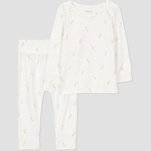 Carter's Just One You® Baby Girls' 2pc Floral Comfy Soft Top & Bottom Set - Ivory
