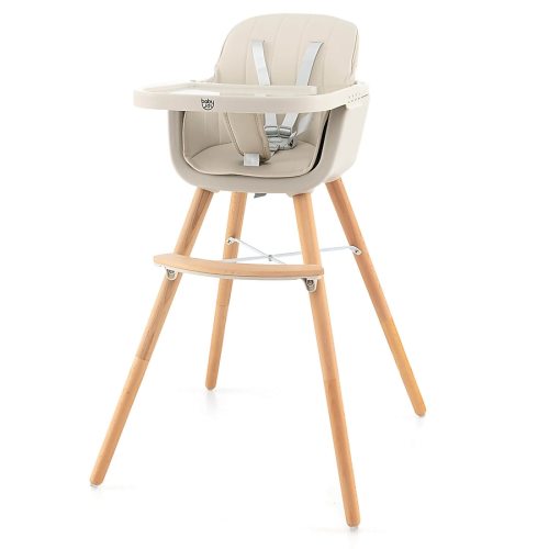 Costway Babyjoy 3 in 1 Convertible Wooden High Chair Toddler Feeding Chair with Cushion Beige in the Kids Chairs department at Lowes.com