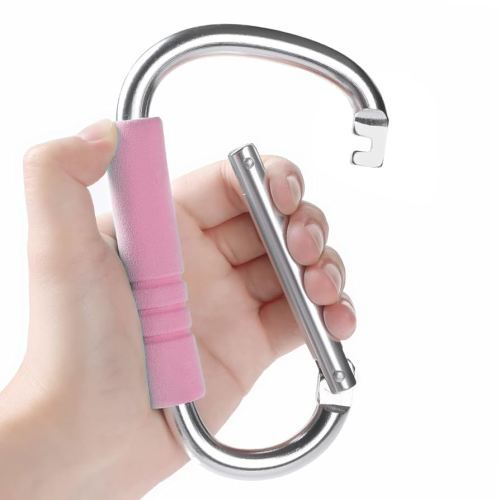 Funbliss Stroller Hooks by Baby,2 Pack Convenient Organizer Hook Bag Clips to Diaper Bags Silver Pink