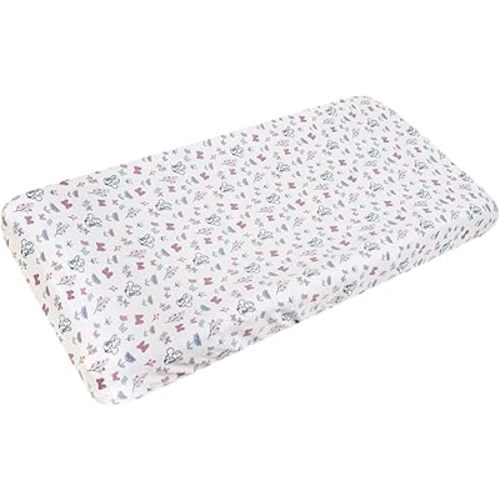 Premium Knit Diaper Changing Pad Cover "Minnie Mouse's Bowquet" by Copper Pearl