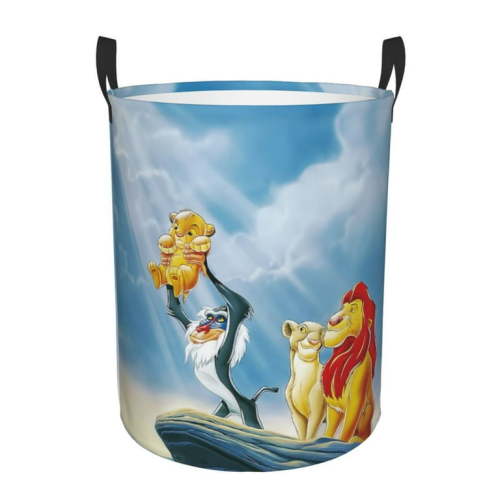 The Lion King Laundry Hamper Basket, Waterproof Collapsible Circular Clothes Storage Basket with Handle, Toys Storage Organizer Bin for Nursery Bedroom Living Room Home Decor Medium