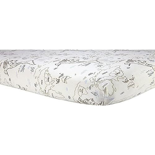 Sadie & Scout Crib Sheet, Zahara World Map Fitted 28x52 Inch (Pack of 1)