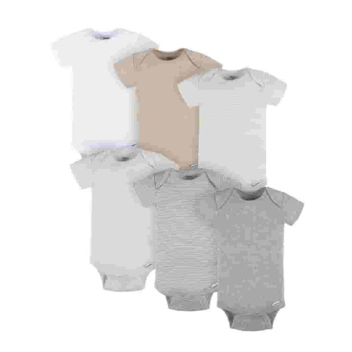 Gerber Baby Neutral 6-Pack Short Sleeve Bodysuits, Sizes Preemie - 24 Months