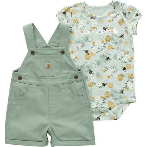 Carhartt Kids' Short-Sleeve Bee Bodysuit and Canvas Shortall Set at Tractor Supply Co