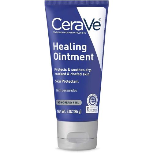 CeraVe Healing Ointment, Hydrating Skin Protectant With Petrolatum, Hyaluronic Acid & Ceramides, Face & Body Skin Barrier Repair For Cracked, Chafed, Dry Skin, Fragrance Free & Lanolin Free, 3 Oz