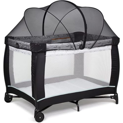 Beberoad Love Pack N Play Tent Cover Mosquito Net with 2-Way Zipper for Travel Crib/Playpen (Black)