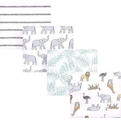 Hudson Baby Unisex Baby Cotton Flannel Receiving Blankets, Modern Neutral Safari, One Size