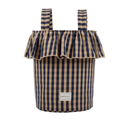 Vichy Basket - Navy + Caramel · Minicoton
