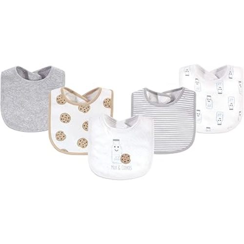 Touched by Nature Unisex Baby Organic Cotton Bibs, Milk Cookies, One Size