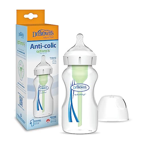 Dr. Brown's Natural Flow Anti-Colic Options+Wide-Neck Baby Bottle,9 oz/270 mL,Level 1 Nipple,1-Pack,0m+