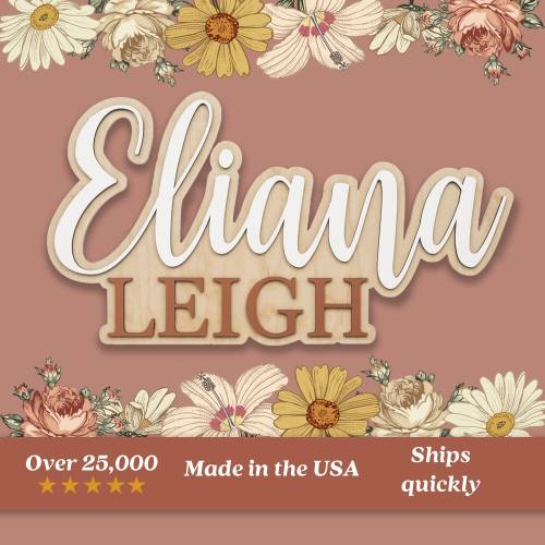 Wood Custom Name Sign, Boho Themed Nursery Wall Decor, Large Name Sign, Baby Shower Gift, Boho Name Sign for Nursery, Name Wall Art