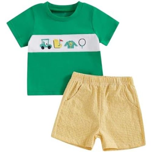 Toddler Baby Boy Masters Golf Outfit Short Sleeve Funny Letter Print T Shirts + Shorts Set Infant Summer Clothes