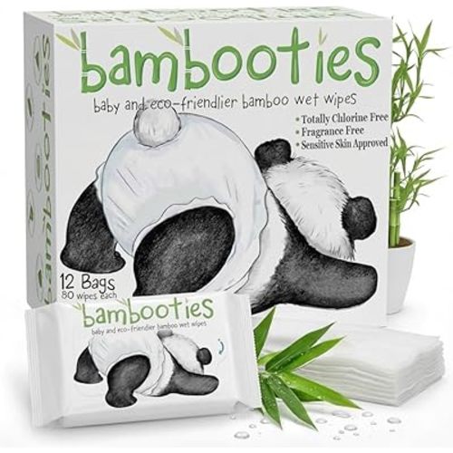 Bamboo Baby Wipes Unscented, Plant based Diaper Wipes for Sensitive Skin, Water based Wipes Baby Sensitive Skin 960 count bulk box of 80ct soft packs x 12