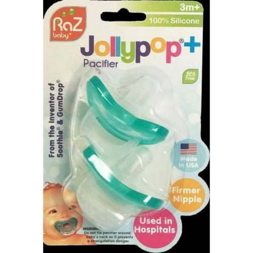 RaZbaby JollyPop Baby Pacifier Plus, 3m+, Blue, Double Pack