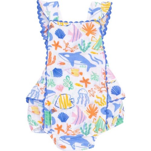 Colorful Rickrack Organic Cotton Muslin Bodysuit, 0-3M