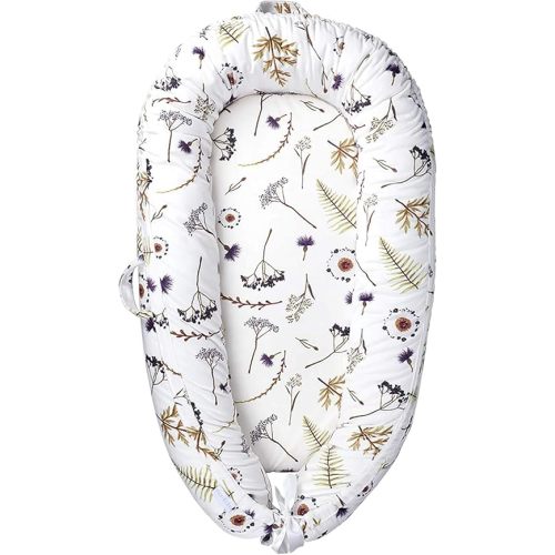 Baby Lounger, Ultra Breathable Soft Cotton Perfect for Tummy Time, Portable & Adjustable Infant Floor Seat for Traveling | Newborn Shower Gift(Forest)