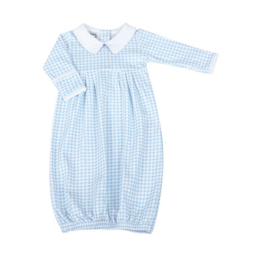 Mini Checks Collared Gown - Blue