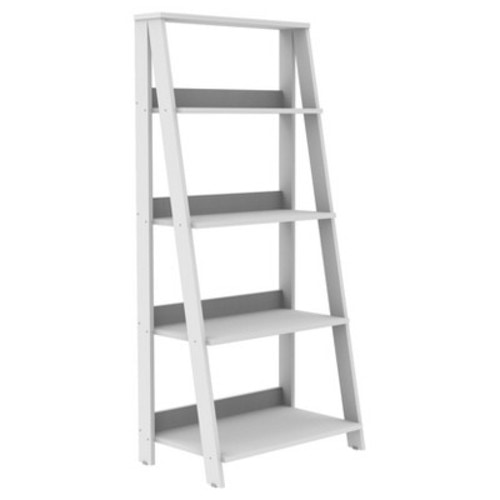 55" Thatcher Transitional Wood 4 Shelf Ladder Bookshelf - Saracina Home, Color: White