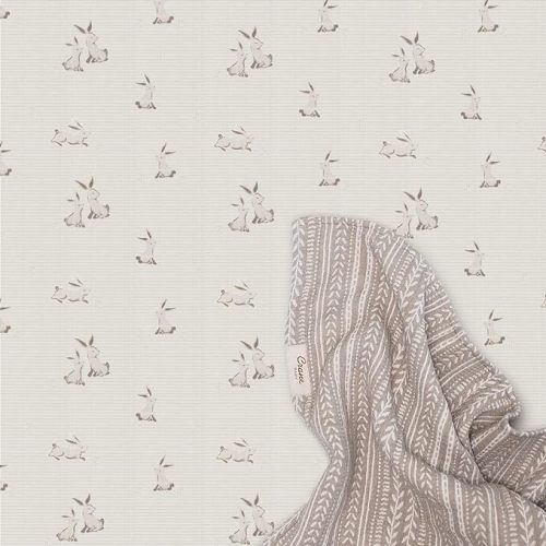 Crane Baby 100% Organic Cotton Bunny Fitted Crib Fitted Sheet, Gender Neutral Crib Sheet, Soft, Breatheable and Easy to Clean Cotton Crib Sheet